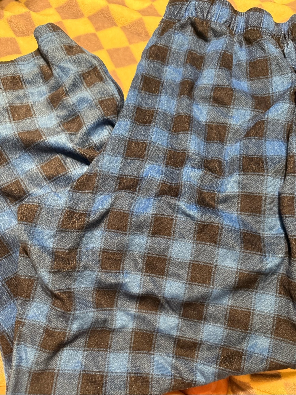 Blue and Black Plaid Flannel Pants